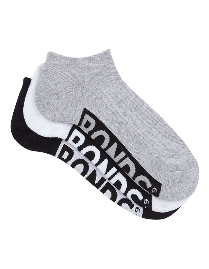 Logo Low Cut Sports Socks 3 Pack in Multi