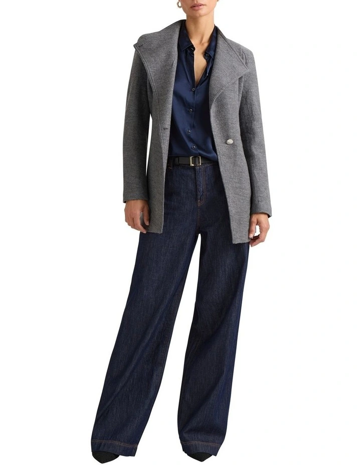 Luisa Felted Wool Coat in Charcoal Marle