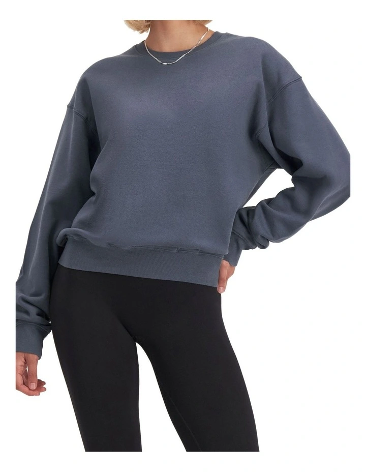 Cotton Fleece Pullover Sweats in Denim Blue