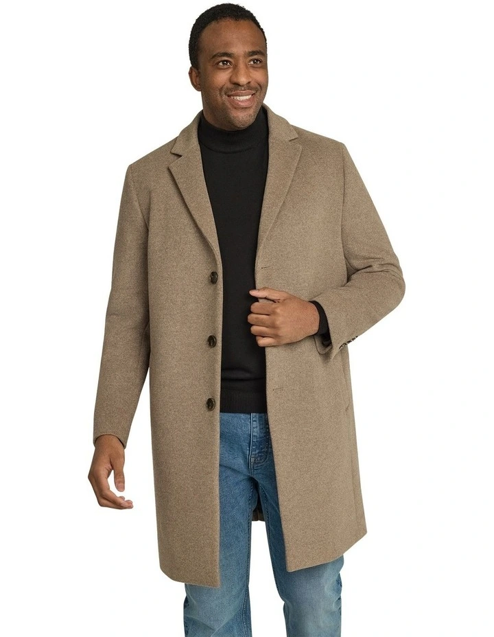 Xavier Wool Blend Overcoat in Mushroom