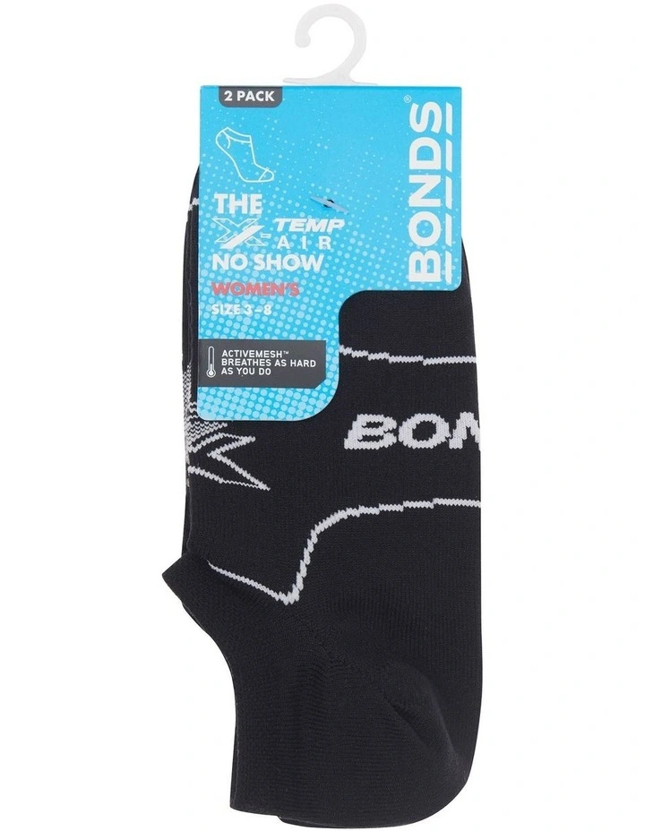 X-Temp Air No Show Socks 2 Pack In Black