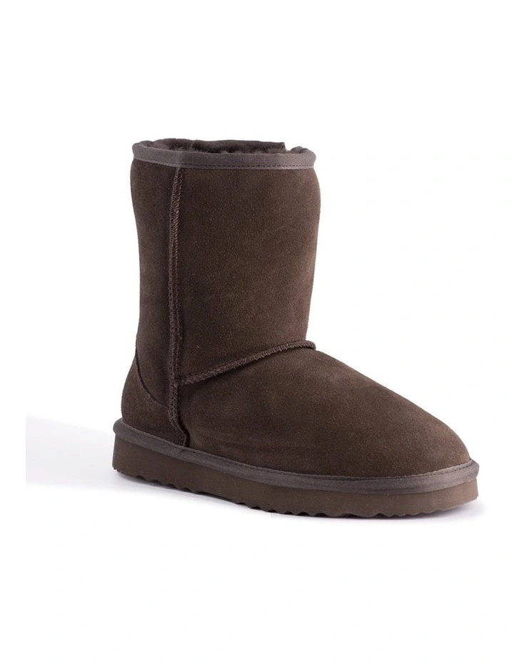 Women Mid Calf Zip-Up Sheepskin UGG Boot Chocolate