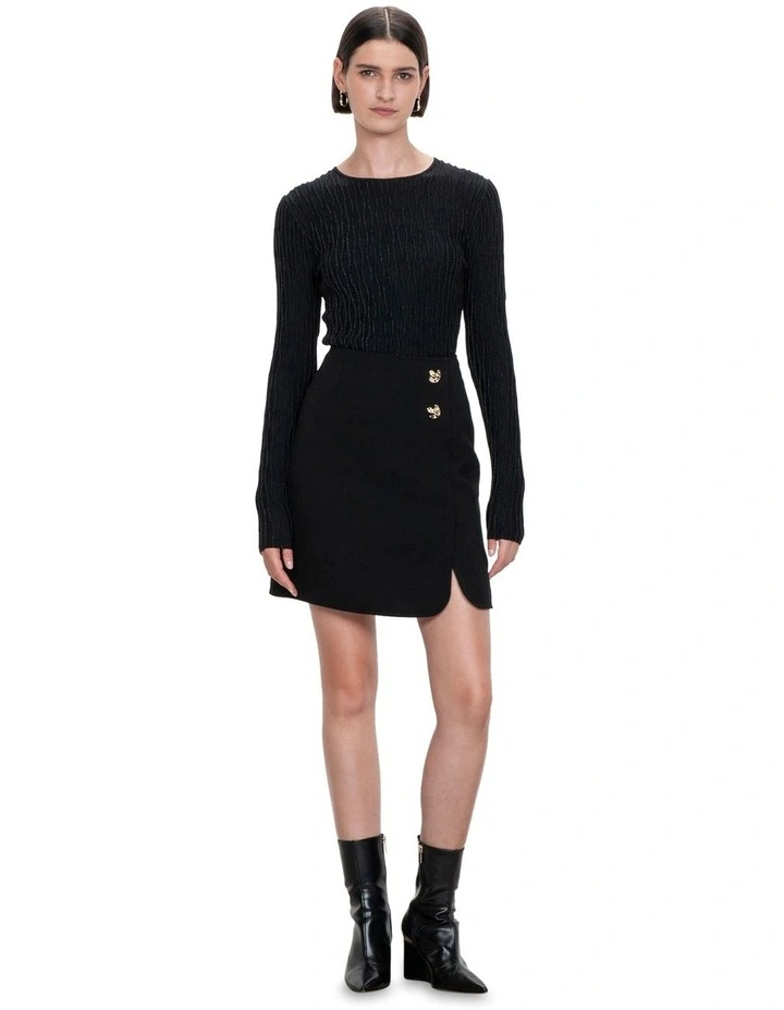 Double Weave Wrap Skirt in Black