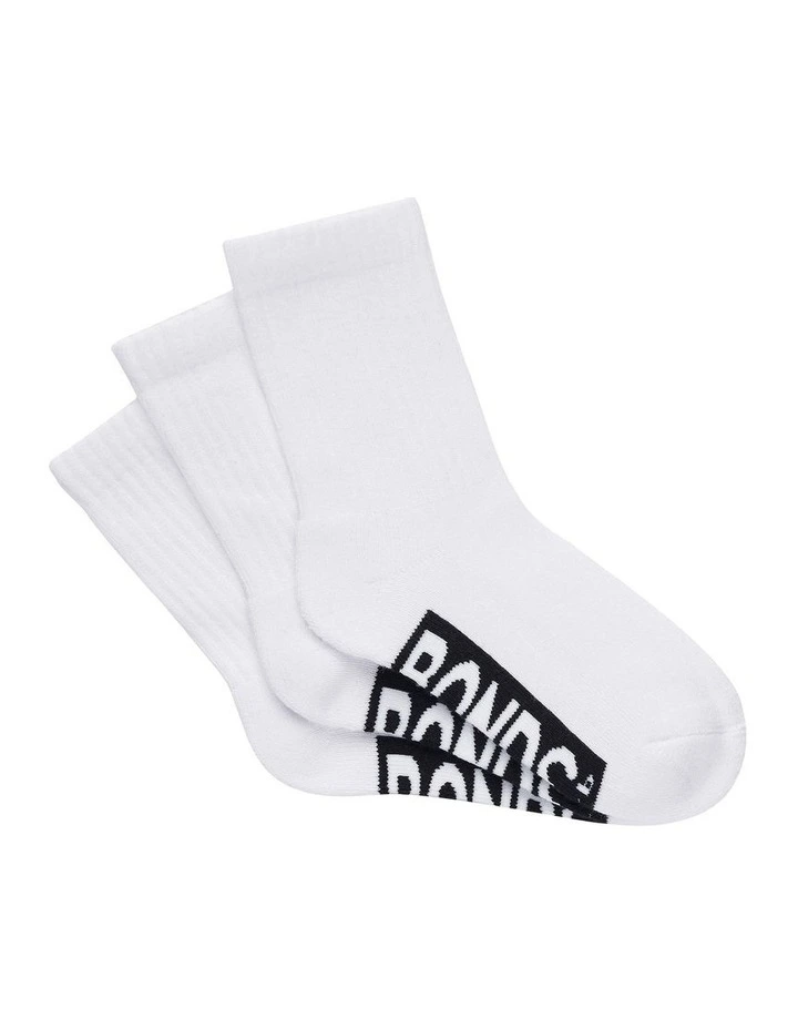 Cushioned Crew Socks 3 Pack in White