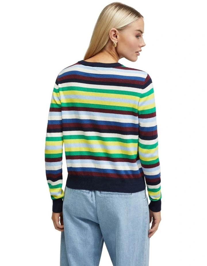 Rose Striped Cardigan in Navy Multi