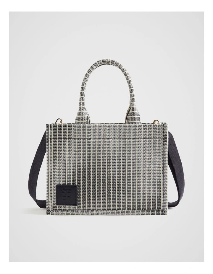 Woven Mini Structured Tote Bag in Midnight Sky