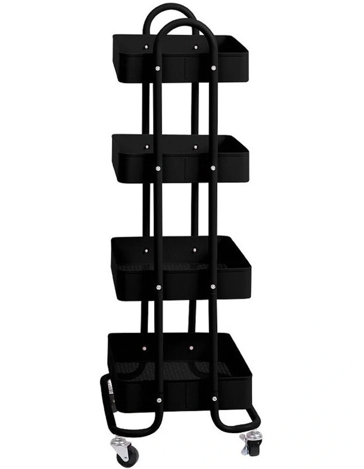 4 Tiers Kitchen Storage Trolley in Black