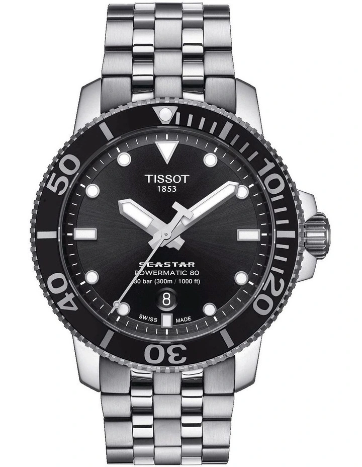 Seastar 1000 Powermatic 80 T1204071105100 Automatic Watch in Black