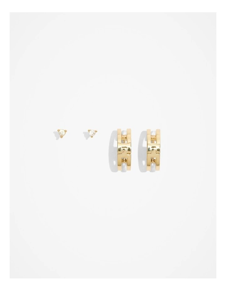 Double Hoop Stud Earring Pack of 2 in Gold
