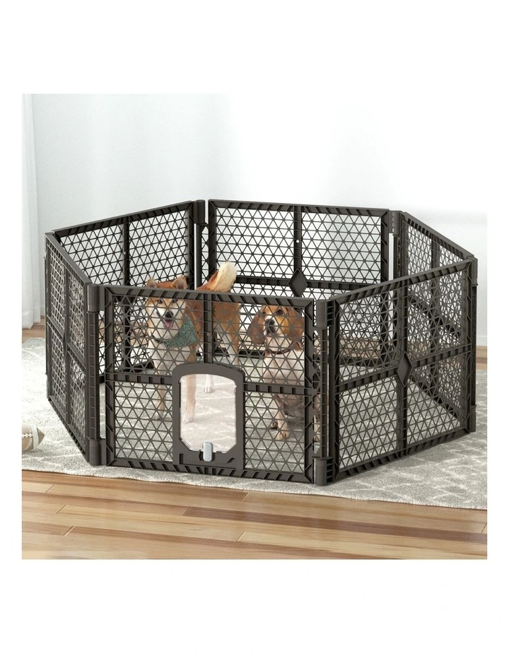 Dog Playpen Enclosure 6 Panel in Brown