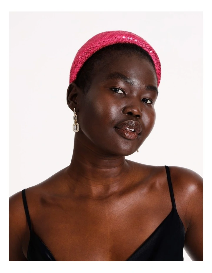Sequin Headband in Hot Pink
