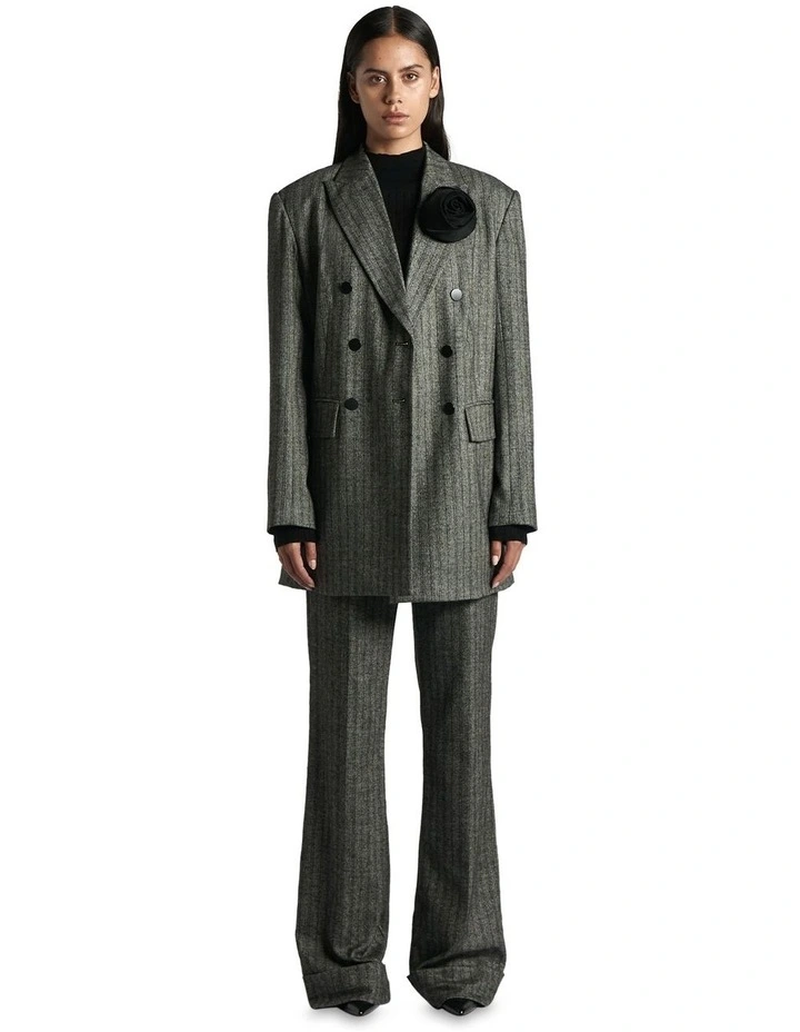 Herringbone Pinstripe Jacket in Black