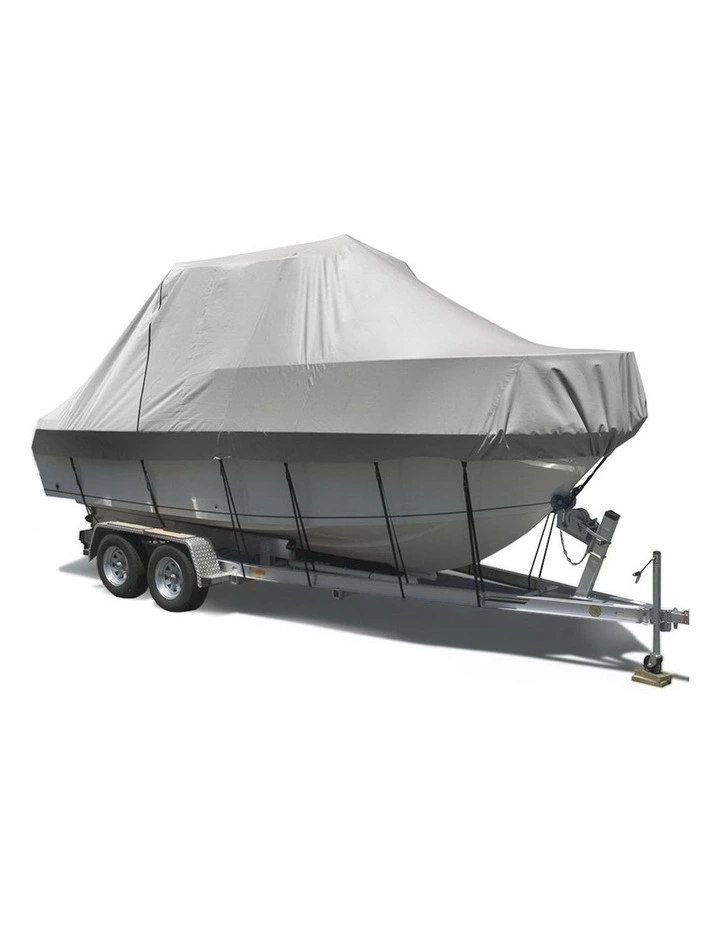 Boat Cover Trailerable Jumbo Strap Zip Waterproof Marine 600D 17-19ft in Grey