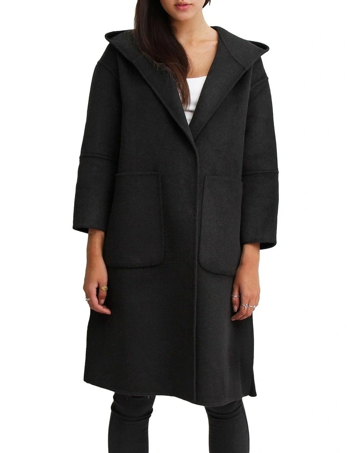 Walk This Way Black Wool Blend Oversized Coat
