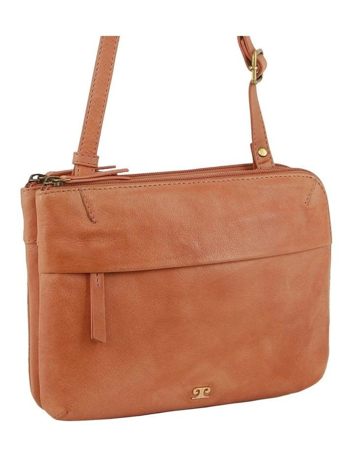 Leather Cross-Body Bag in Apricot