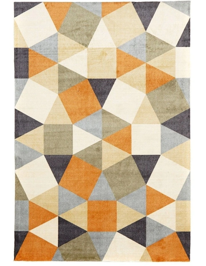 City Modern Pixels Rug Rust Grey Blue