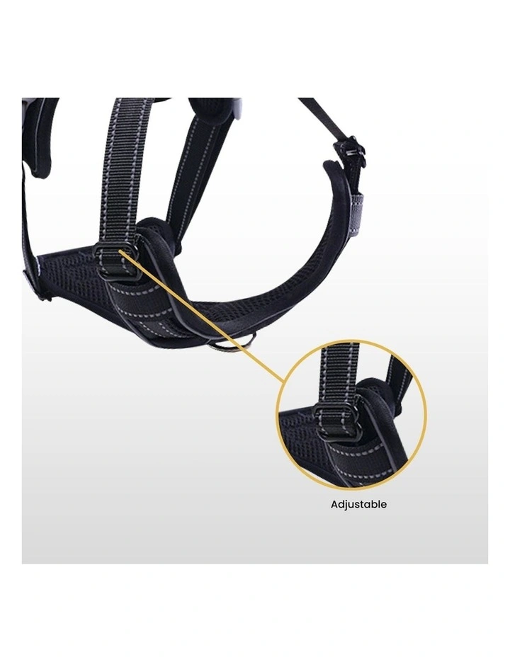 No Pull Dog Reflective Harness Vest Adjustable Belt Small Size in Black