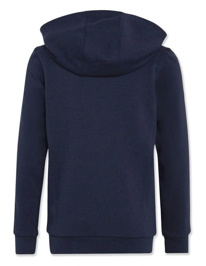 Essentials 3-Stripes Fleece Full-Zip Hoodie in Blue