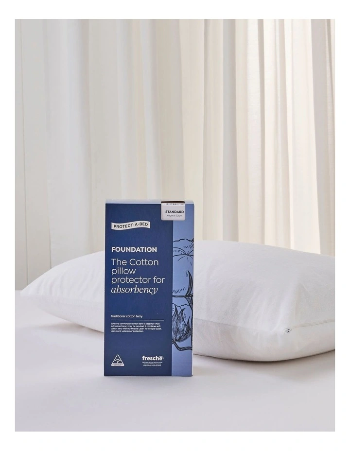 Foundation Cotton Terry Pillow Protector in White