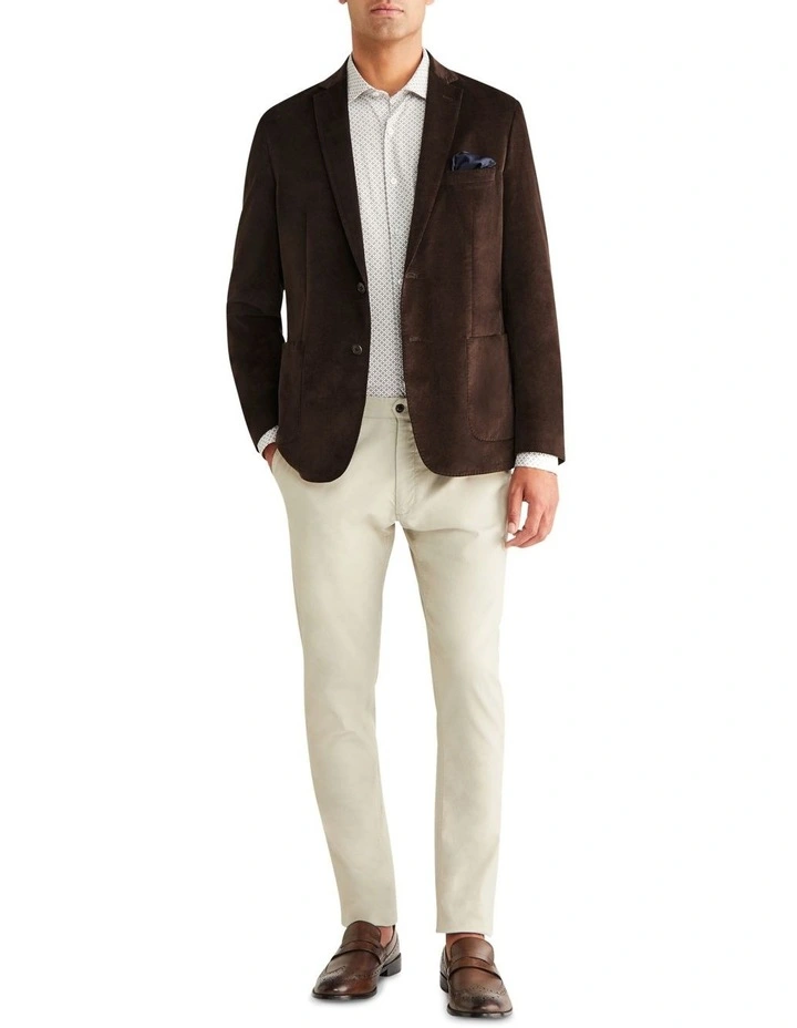 Slim Blazer Jacket Wale Cord in Brown