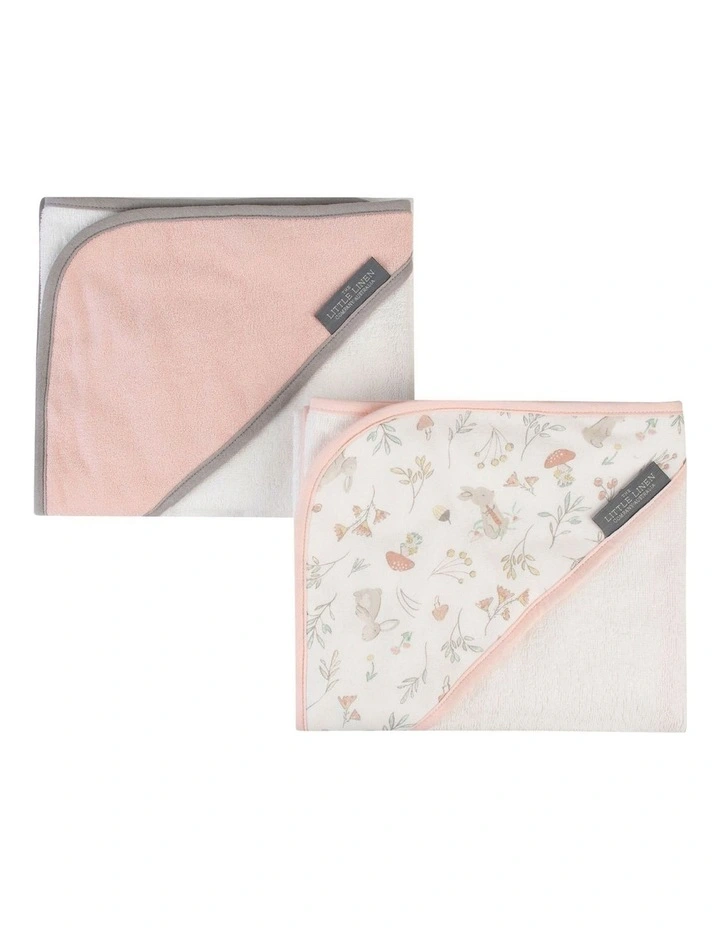 Harvest Bunny Hooded Towels 2 Pack in Dusty Pink