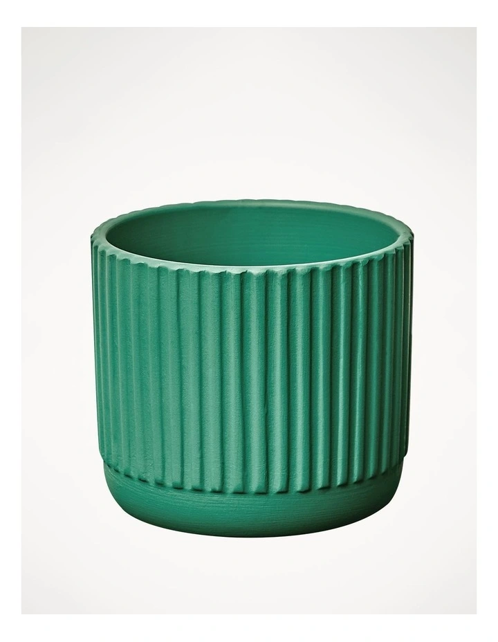 Dakota Ribbed Terracotta Planter Pot 14cm in Dark Green