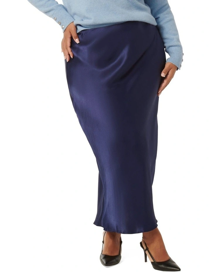 Prue Bias Midaxi Skirt in Blue