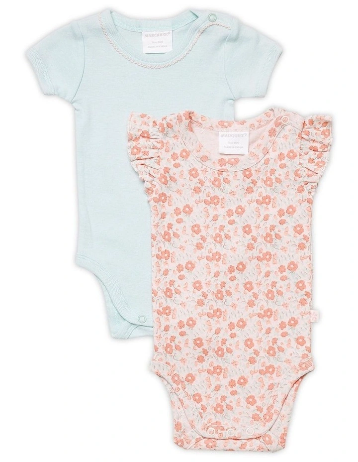 Floral Bodysuit 2 Pack in Floral/Duck Egg Blue