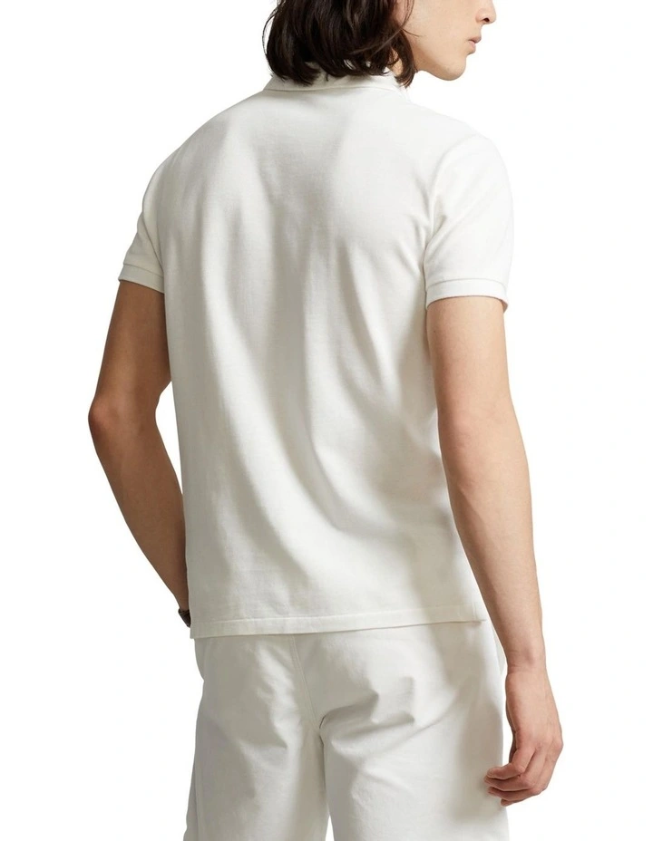 Custom Slim Fit Mesh Polo Shirt in White
