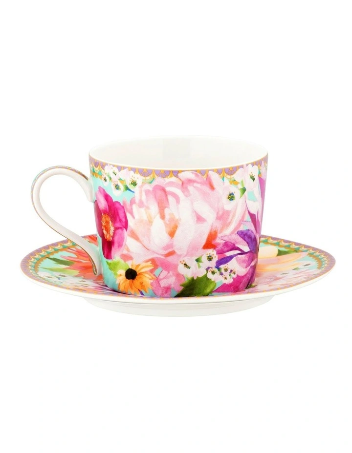 Dahlia Daze Cup and Saucer 240ml in Multi