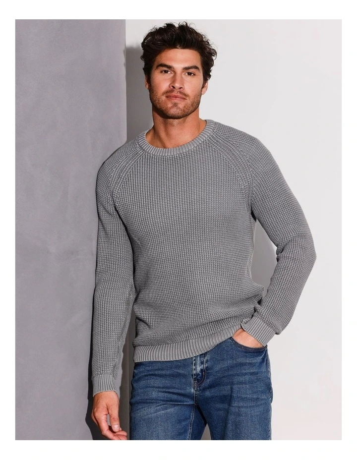 Falcon Fisherman Crew Knit in Grey