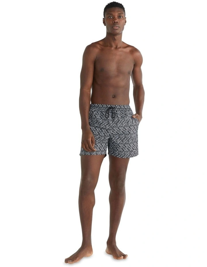Core Solids Logo Print Medium Swim Short in Black