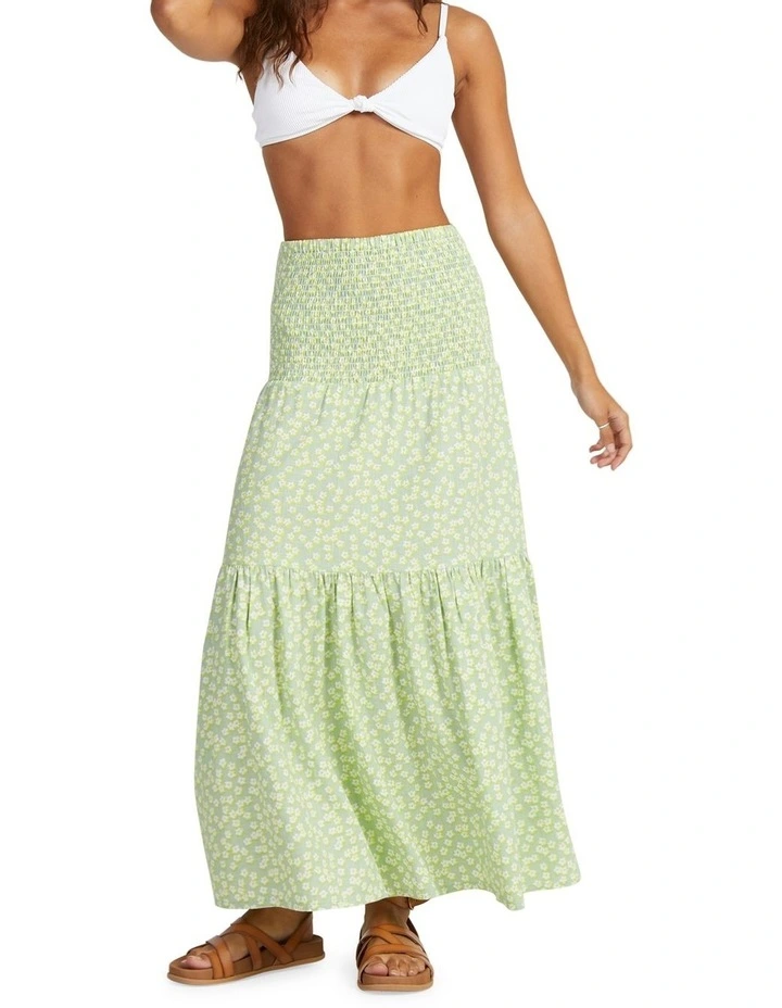 Remember The Time Maxi Skirt in Quiet Green Floral Delight