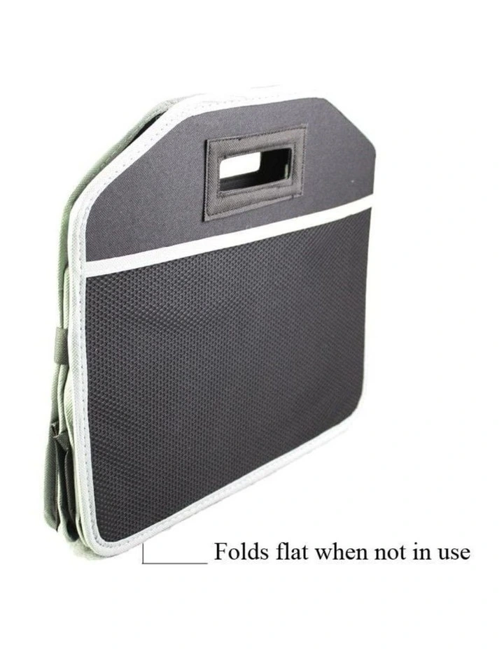Collapsible Car Trunk Organizer with Cooler Bag in Black