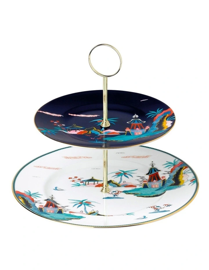 Wonderlust 2 Tiered Cake Stand