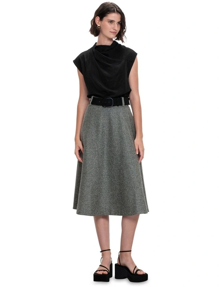 Silky Viscose Cowl Neck Top in Black