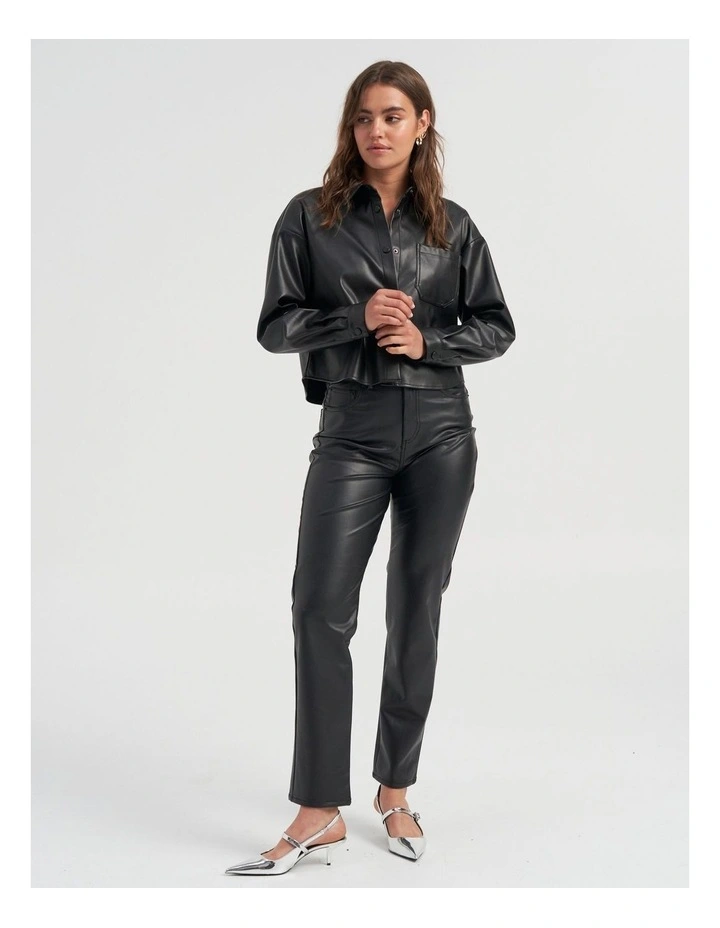 River High-Waist Faux Leather Pants in Black