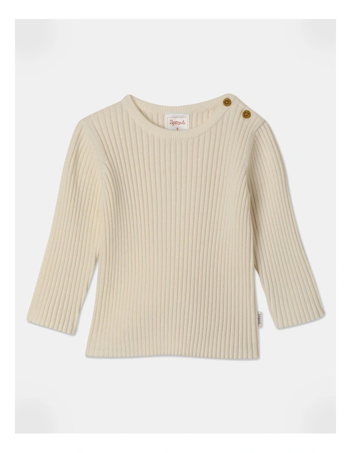 Essential Rib Longsleeve Top in Cream