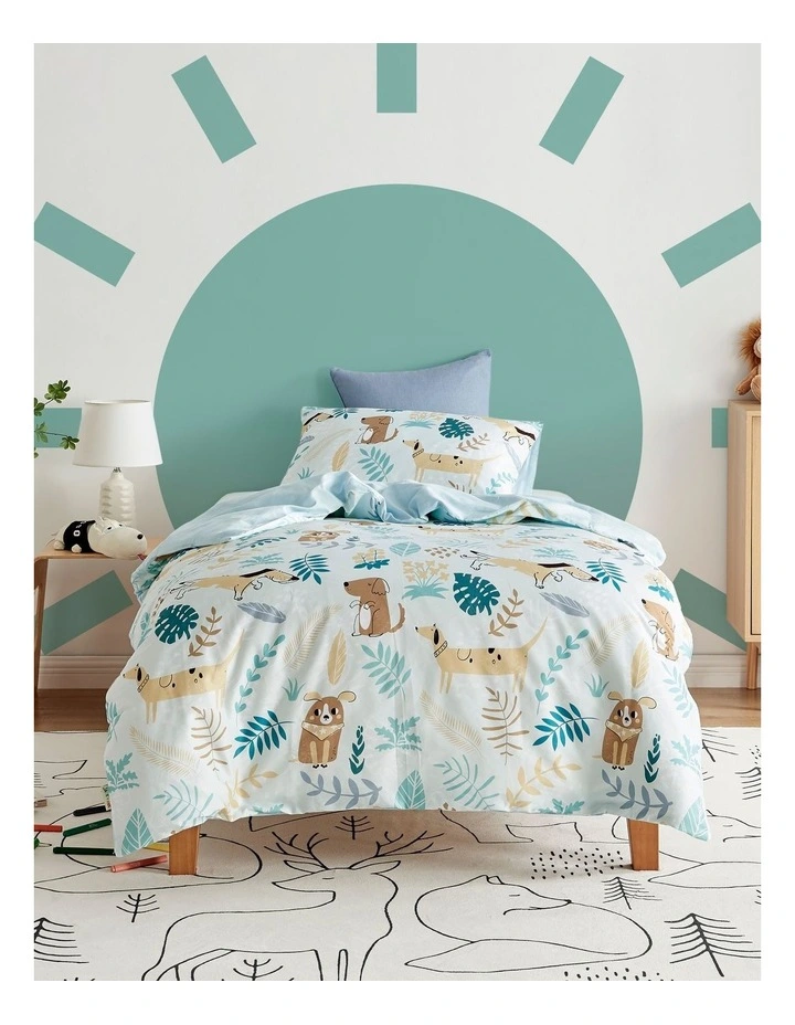 Puppy Love Quilt Cover Set in White