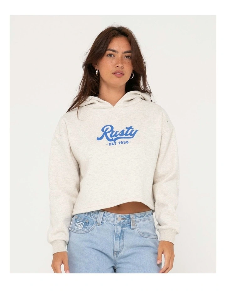 Old School Cropped Hooded Fleece in White