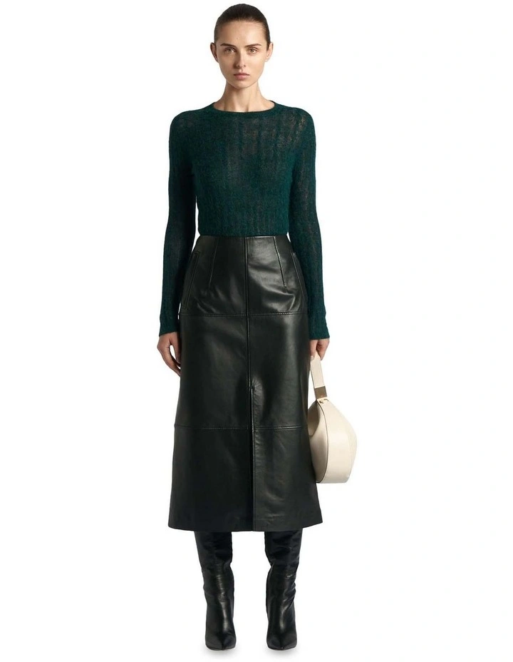 Fine Alpaca Cable Knit Sweater in Teal