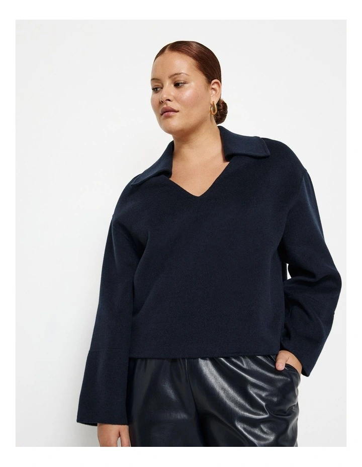 Collared Popover Top in Ink