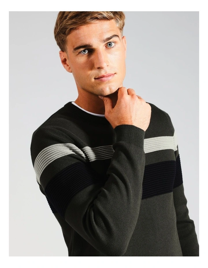 Ethan Engineered Stripe Knit in Green