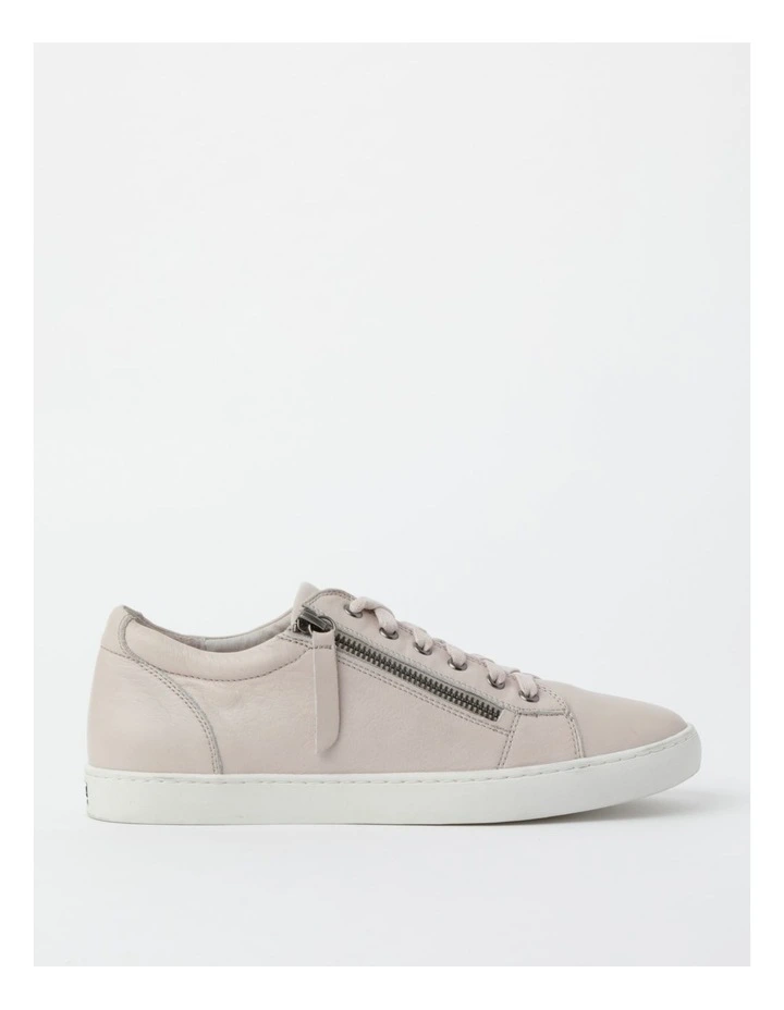 Zia Leather Zip Up Sneaker in Beige