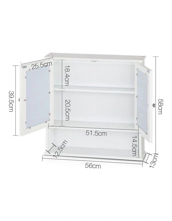 Bathroom Tallboy Storage Cabinet with Mirror