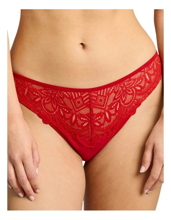 Lyse High Cut Cheeky Lace Brief in Pompei Red
