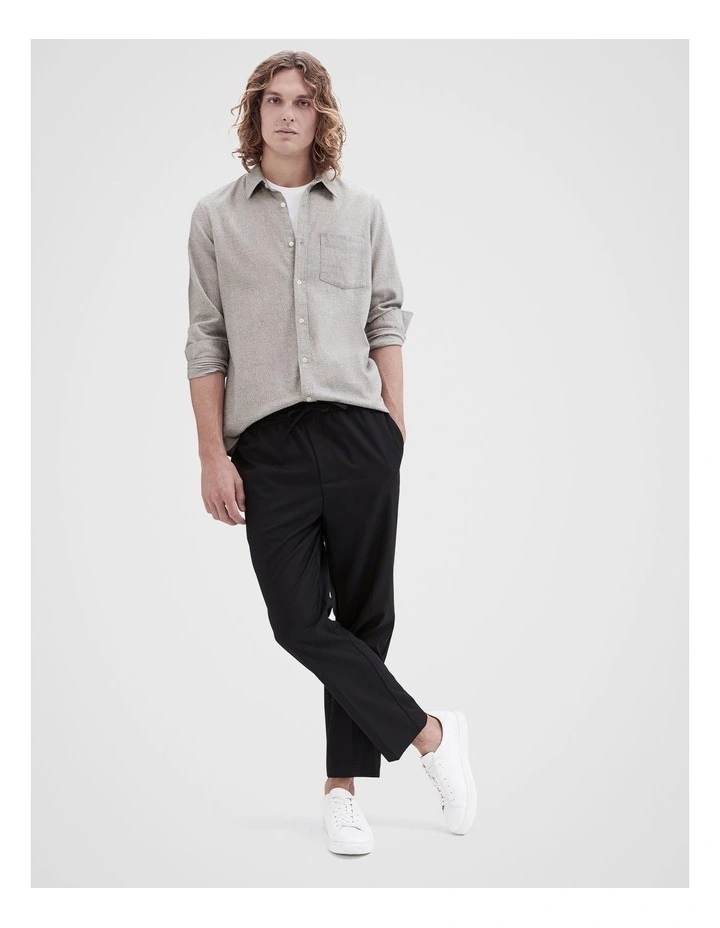 Brushed Cotton Long-sleeve Regular Fit Shirt in Grey