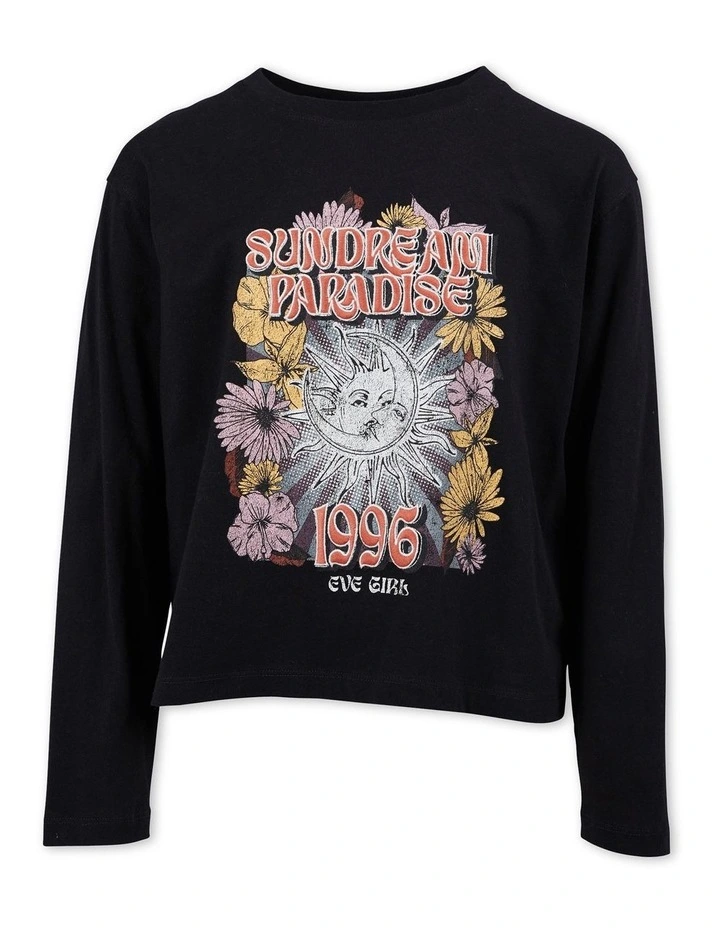 Sundream Long Sleeve Tee (8-16 Years) in Black
