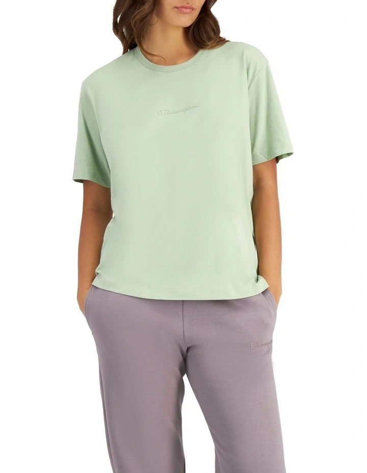 Script Tonal Tee in Cotton Minty Mia