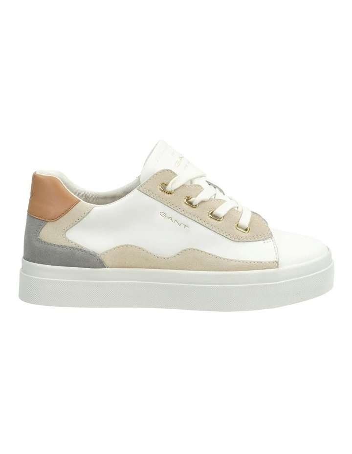 Avona Leather Sneaker in Beige/White
